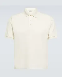 Saint Laurent Polo in misto cotone piqué Bianco