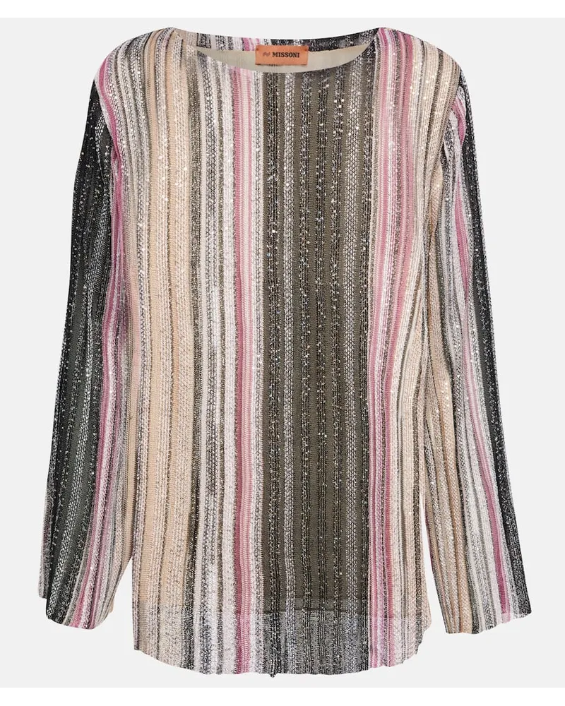 Missoni Top in maglia a righe con paillettes Multicolore