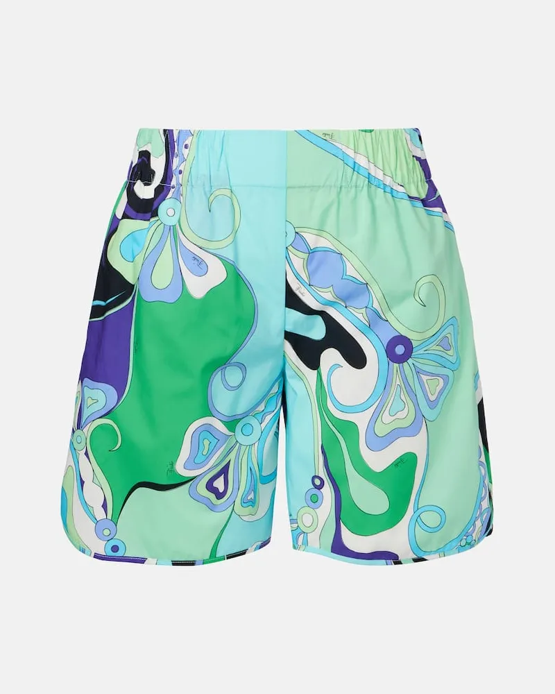 Emilio Pucci Shorts Orchidee a vita alta in cotone Verde