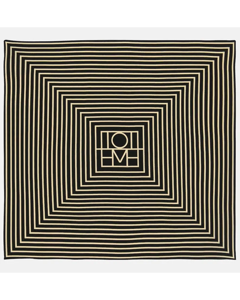 Totême Foulard in seta con logo Nero