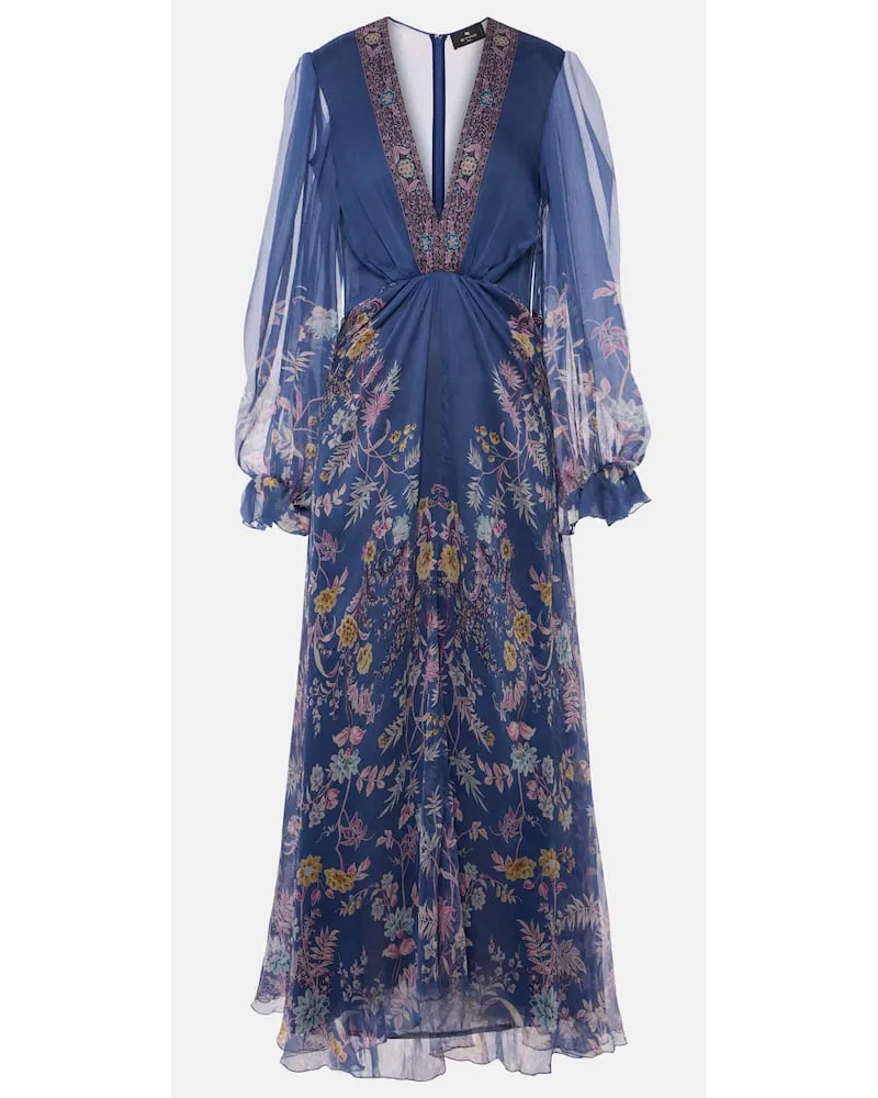 Etro Abito lungo in seta con stampa Multicolore