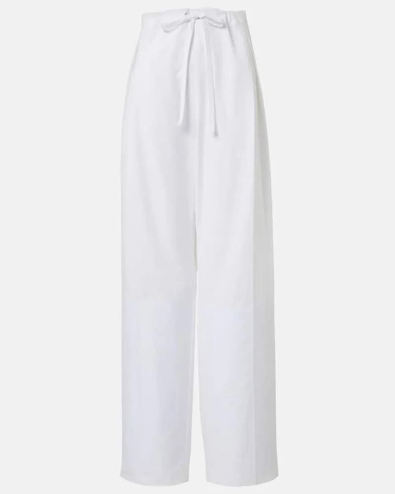 KHAITE Pantaloni a gamba larga Trenton in popeline di cotone Bianco