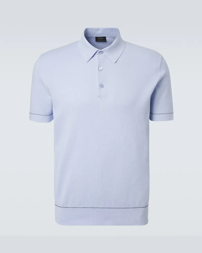 Brioni Polo in piqué di cotone Blu