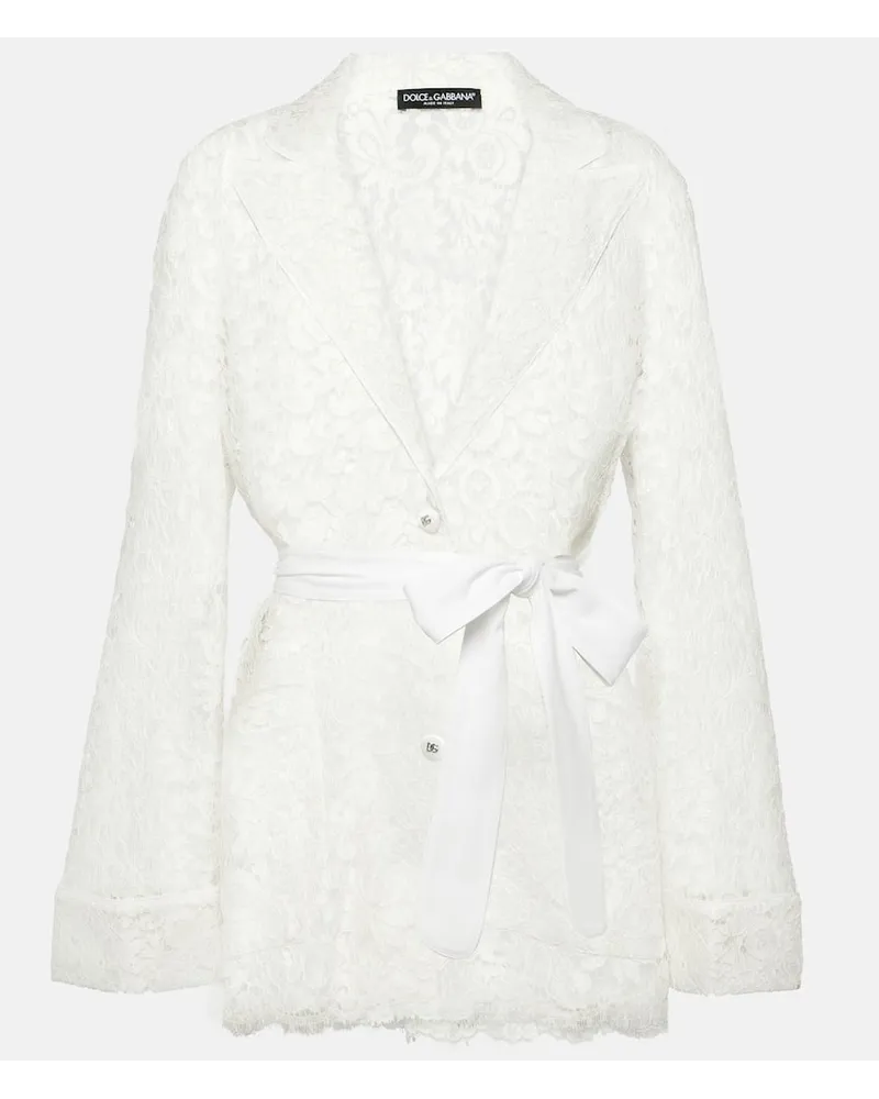 Dolce & Gabbana Giacca in pizzo con fiocco Bianco