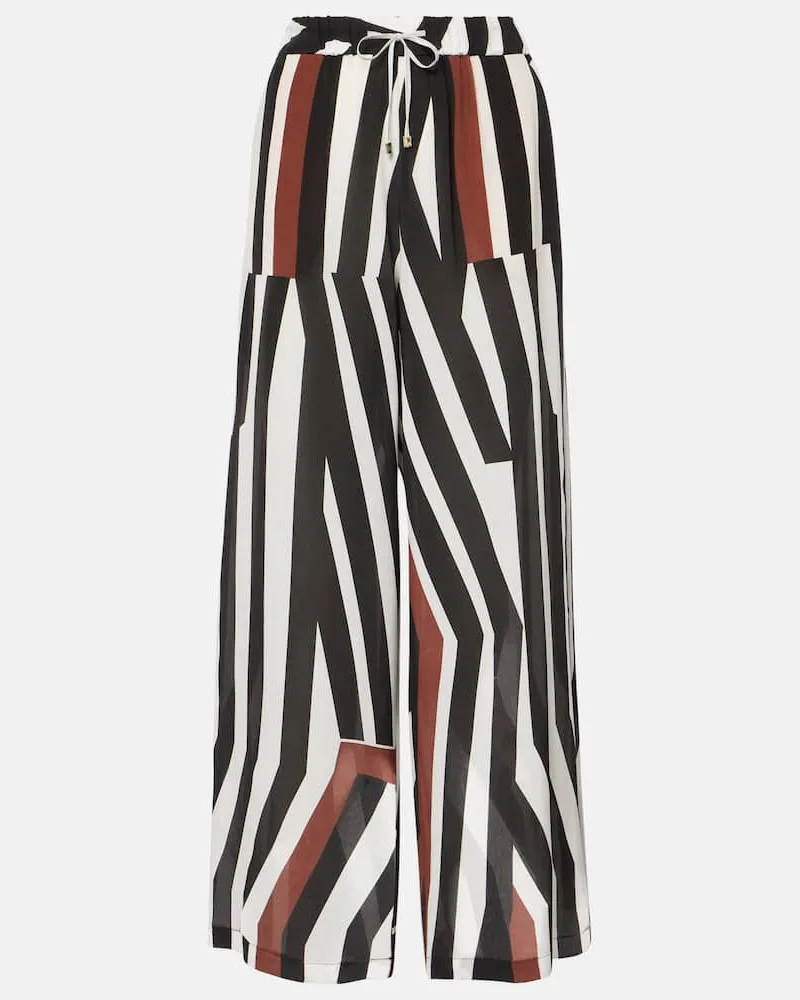 Max Mara Pantaloni a gamba larga Tropea in seta Multicolore