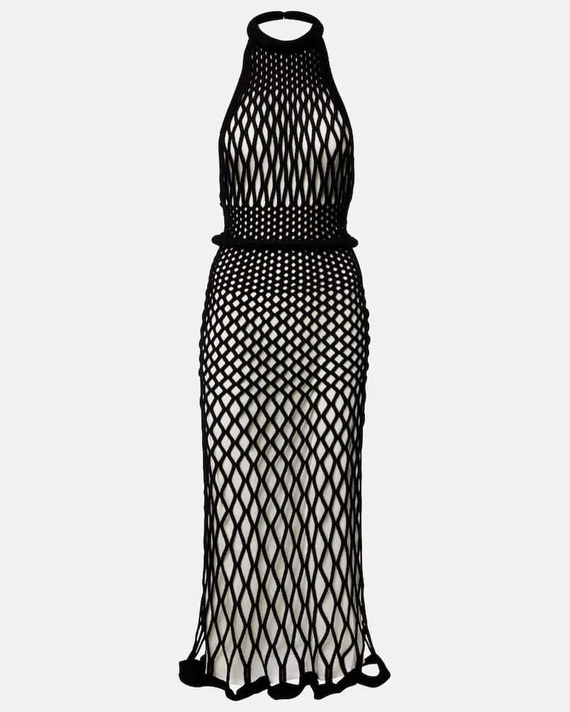Givenchy Abito midi in mesh con scollo allâamericana e schiena scoperta Nero