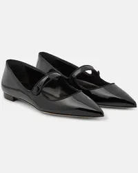 Manolo Blahnik Ballerine Mary Jane Campari in vernice Nero