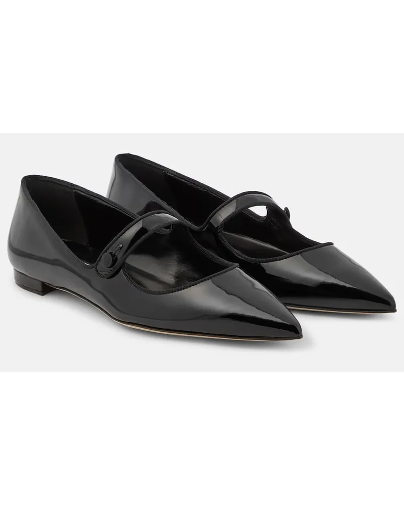 Manolo Blahnik Ballerine Mary Jane Campari in vernice Nero
