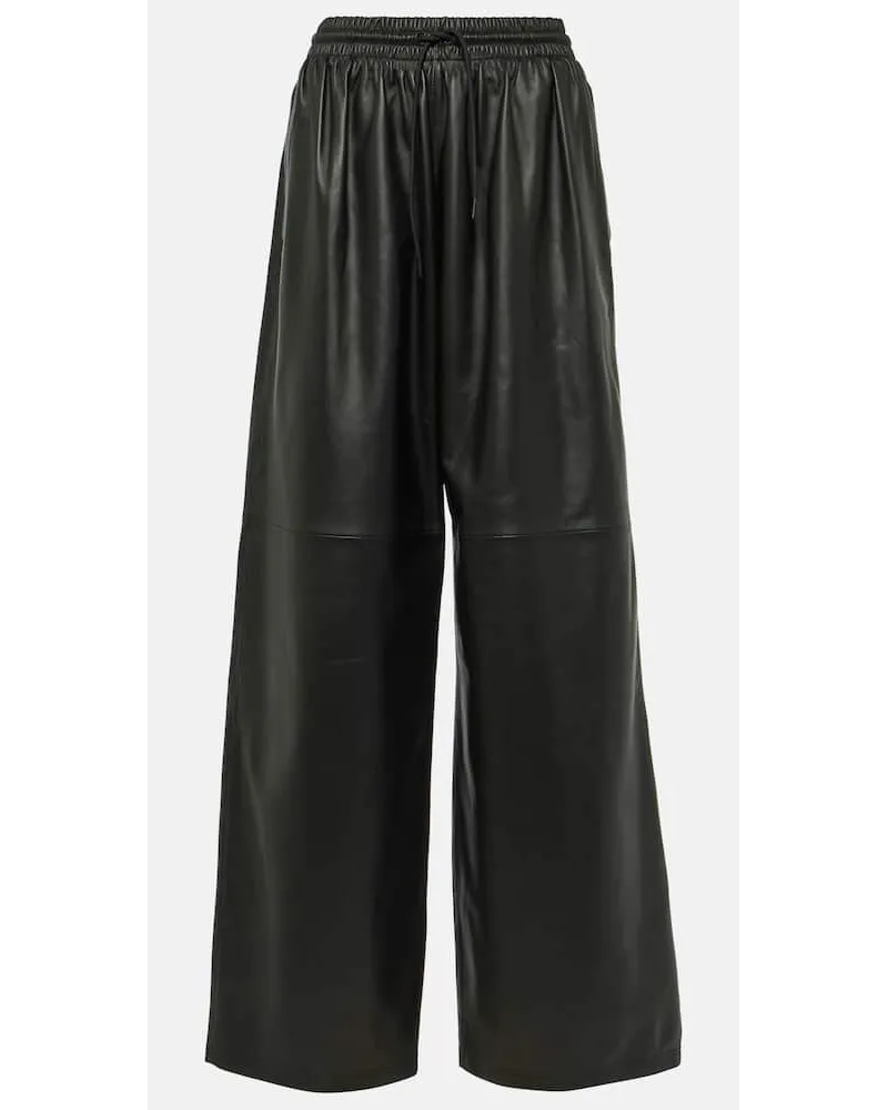 WARDROBE.NYC Pantaloni a gamba larga in pelle Nero
