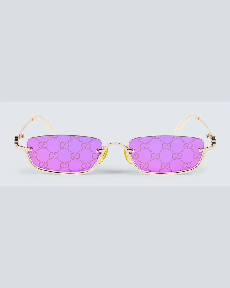 Gucci Occhiali da sole GG rettangolari Oro