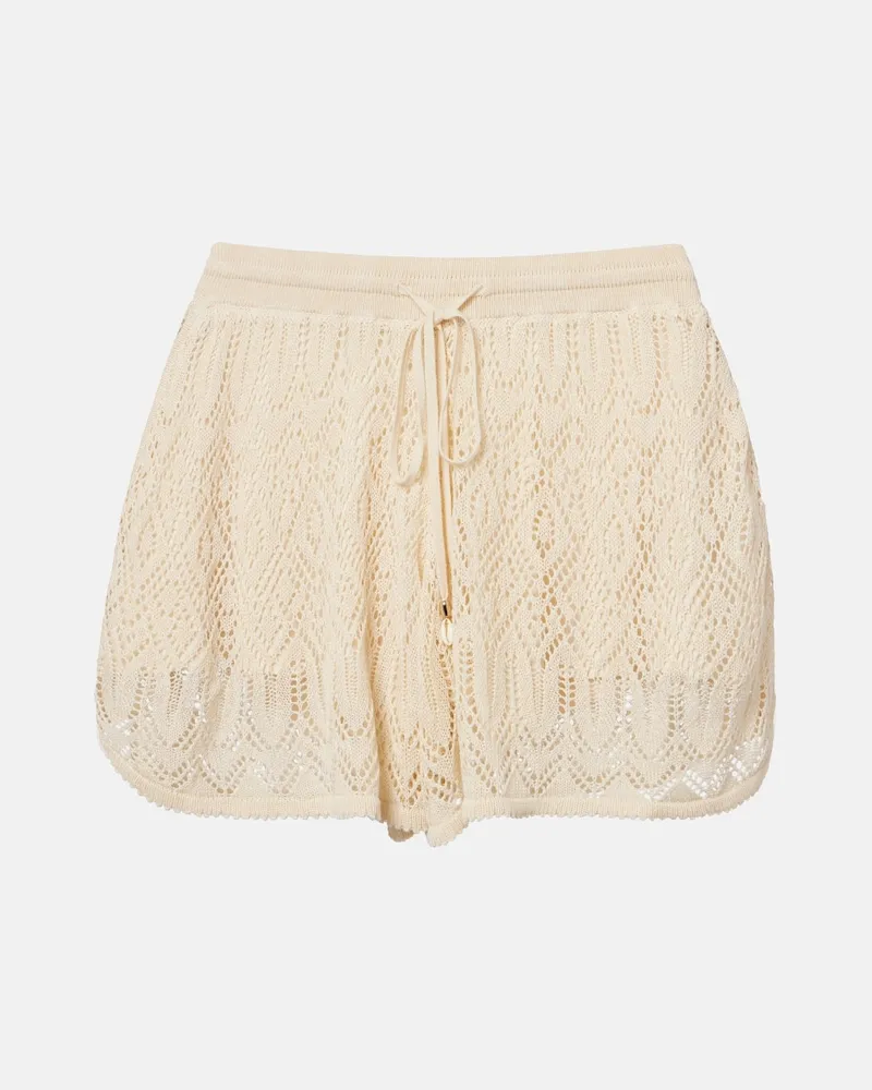 Zimmermann Shorts Mahon in pizzo con crochet Beige