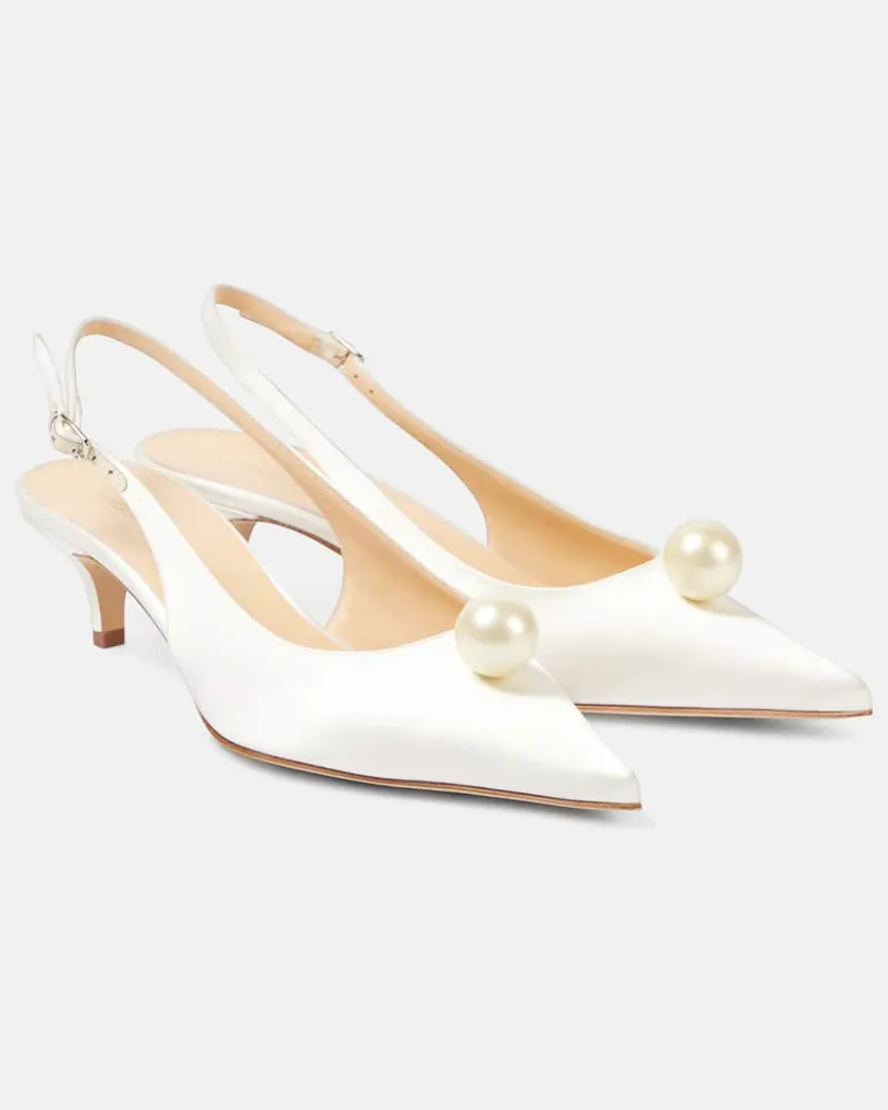 Magda Butrym Sandali slingback in raso con pelle Bianco