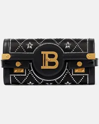 Balmain Clutch B-Buzz Pouch 23 in raso e pelle Nero