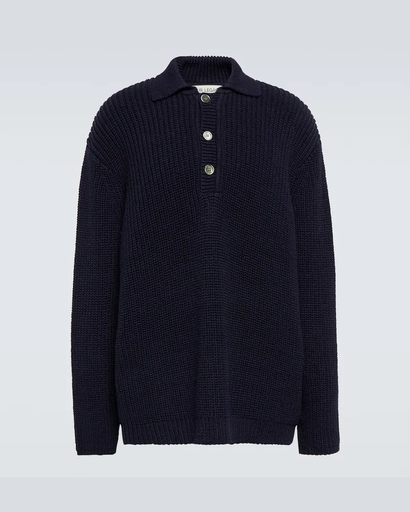 Our Legacy Pullover Big Piquet in cotone a coste Blu