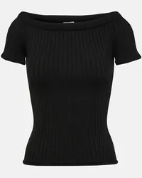 KHAITE Top Ricki in lana con scollo bardot Nero