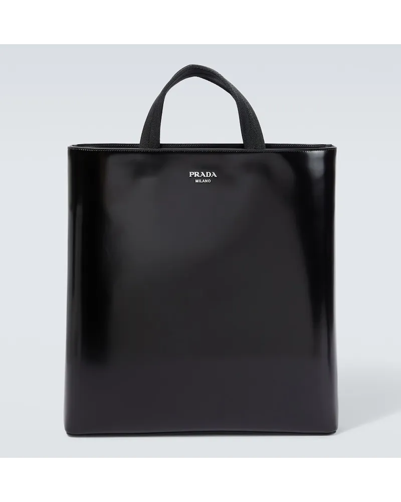 Prada Shopper in pelle con borraccia Nero