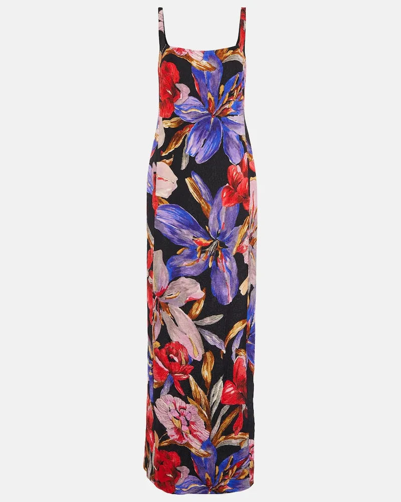 Dries van Noten Abito lungo in misto seta con stampa Multicolore