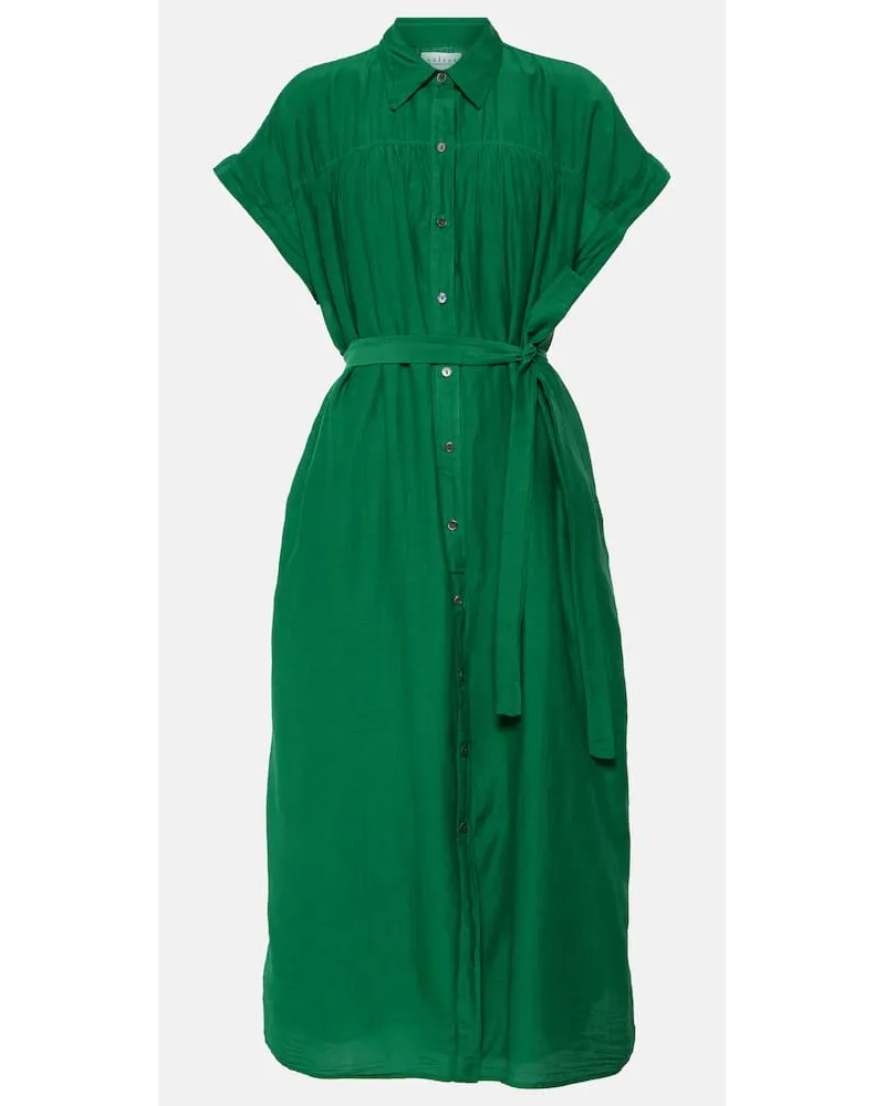 Velvet Abito chemisier Marla in cotone e seta Verde