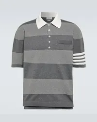 Thom Browne Polo 4-Bar in cotone a righe Grigio