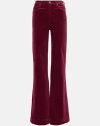 7 for all mankind Pantaloni flared in velluto a vita alta Rosso