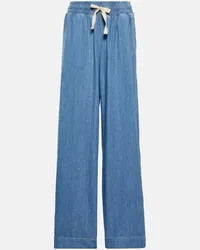 Frame Denim Pantaloni con coulisse in cotone e lino Blu