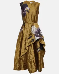 Erdem Abito midi con stampa floreale Oro