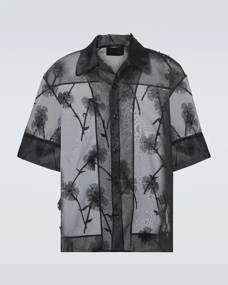 Simone Rocha Camicia bowling Carnation in organza Nero