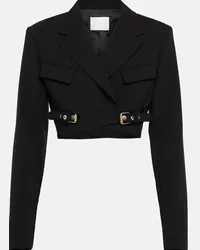 Dion Lee Blazer cropped Interlock in misto lana Nero