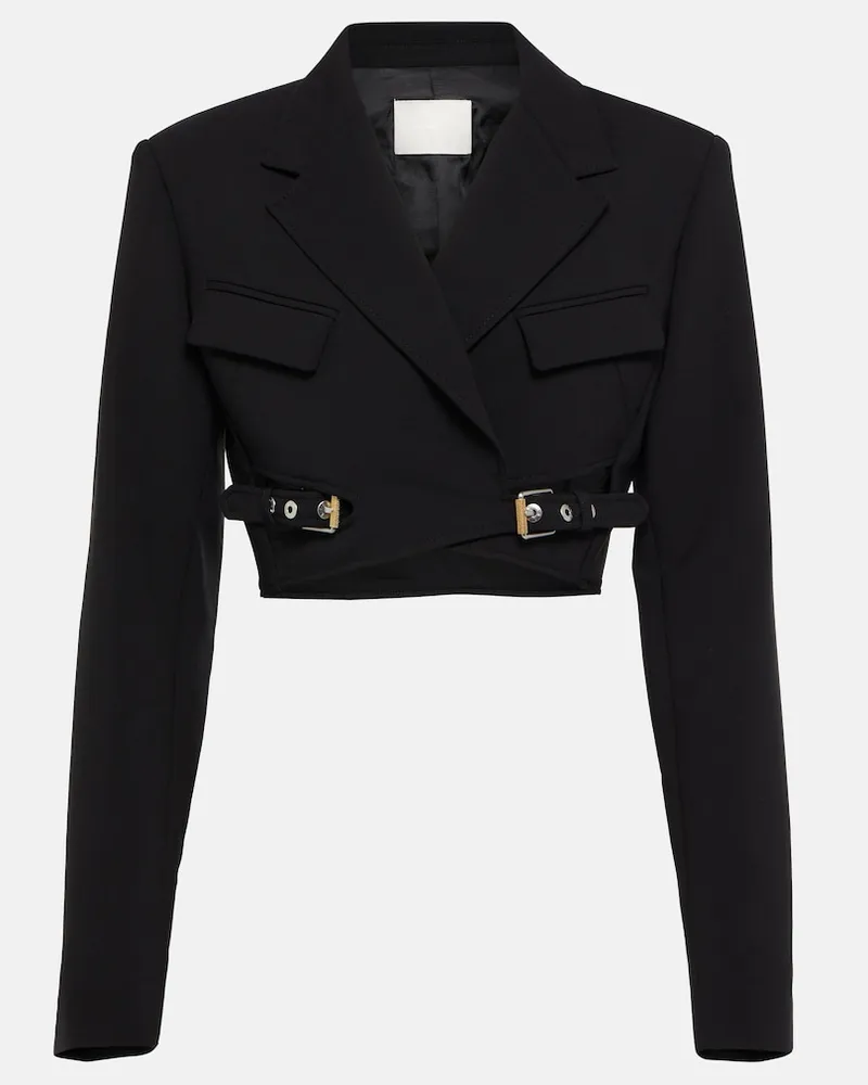 Dion Lee Blazer cropped Interlock in misto lana Nero