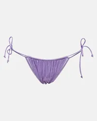 Norma Kamali Slip bikini String metallizzato Viola