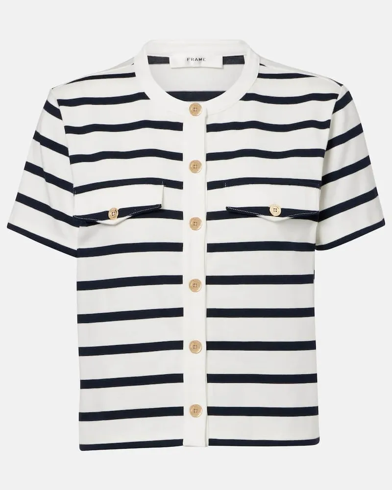 Frame Denim Top in cotone a righe Nero