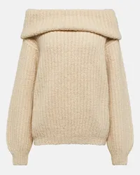 Loro Piana Pullover in cashmere con scollo bardot Beige