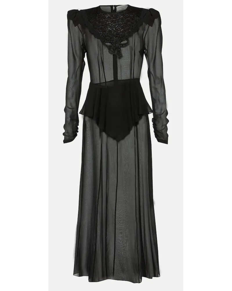 Alessandra Rich Abito midi in georgette di seta Nero