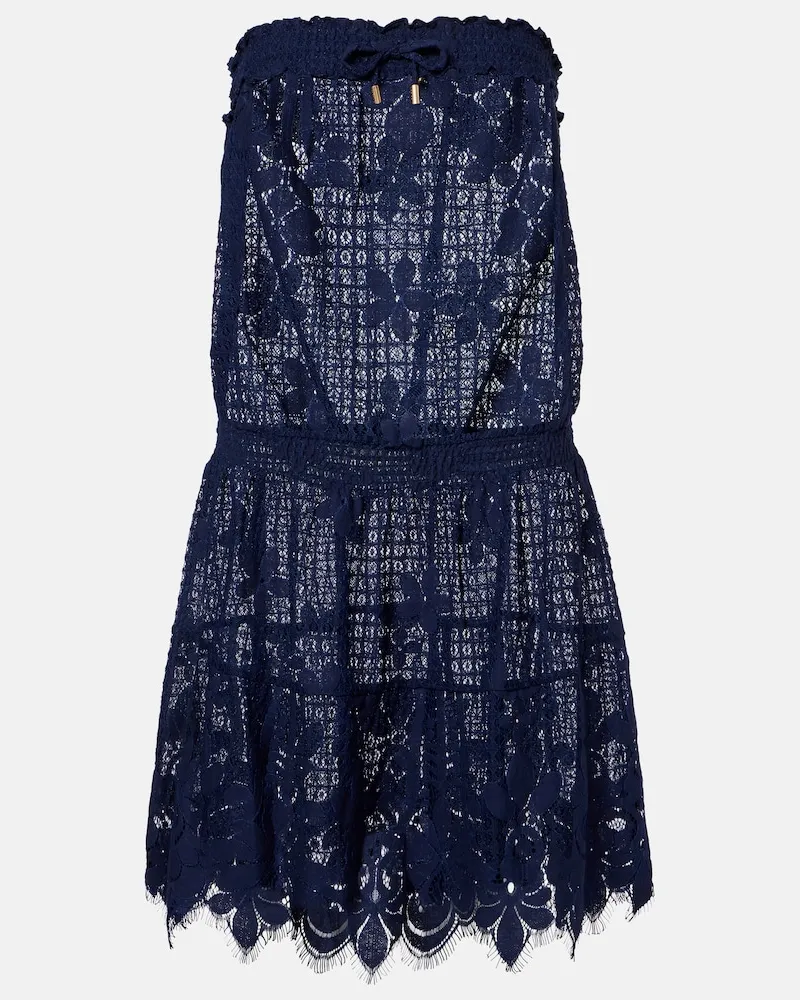 Melissa Odabash Jumpsuit corta Isla HS in pizzo di misto cotone Blu