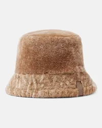 Loewe Cappello da pescatore in shearling Beige