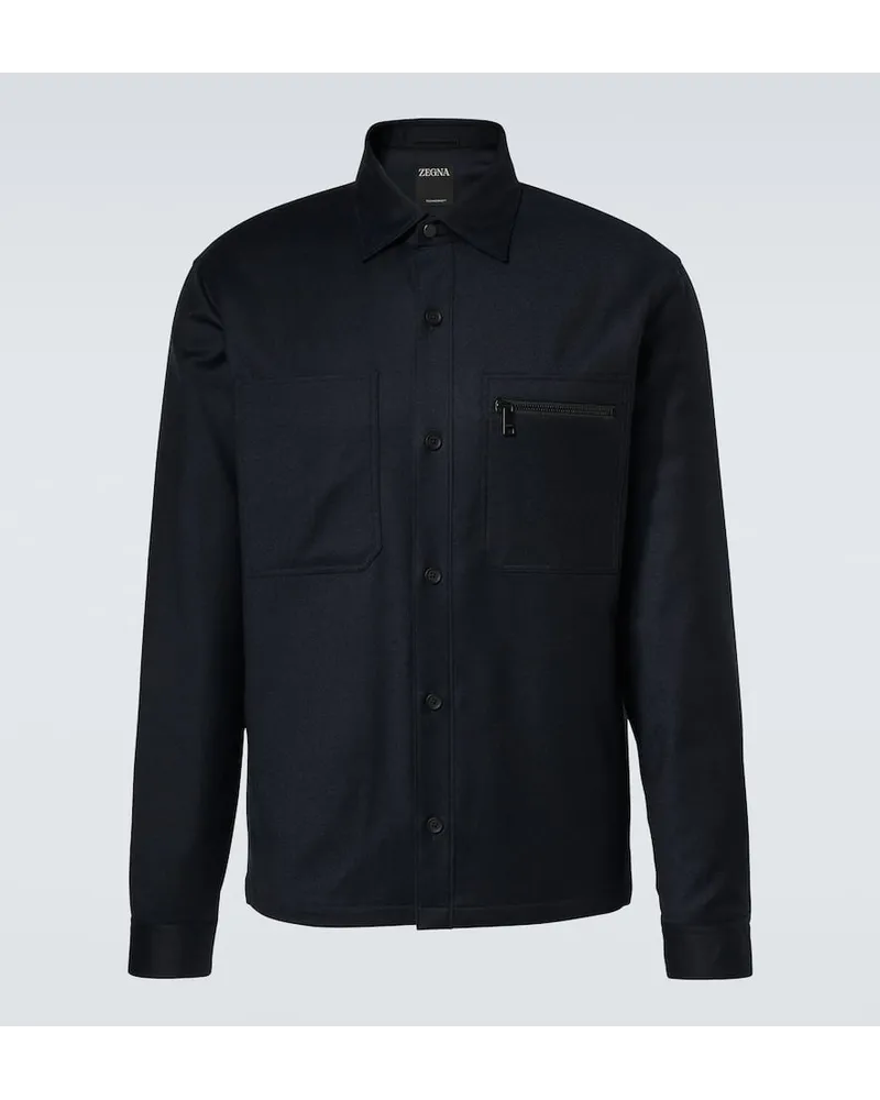 Ermenegildo Zegna Camicia in lana Blu