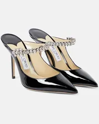 Jimmy Choo Mules Bing 100 in vernice con cristalli Nero