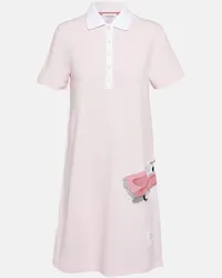 Thom Browne Abito polo in cotone con ricamo Rosa