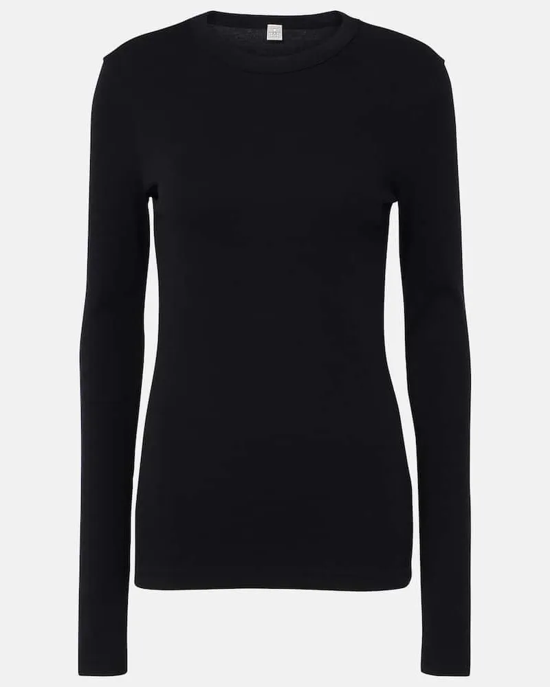 Totême Top in jersey di misto cotone Nero