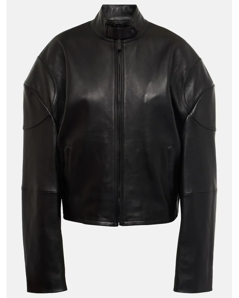Acne Studios Giacca in pelle con logo Nero
