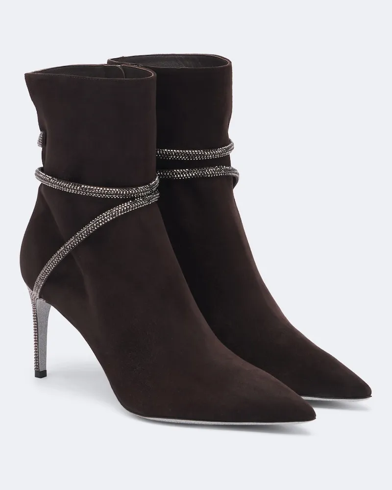 René Caovilla Stivaletti Cleo in suede con cristalli Marrone