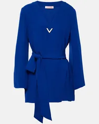 Valentino Garavani Blusa VGold in cady couture con cintura Blu