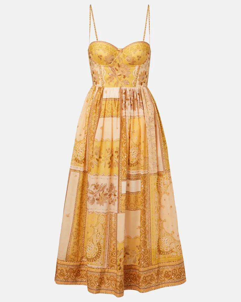 Zimmermann Abito corsetto Lucky in cotone arricciato Giallo