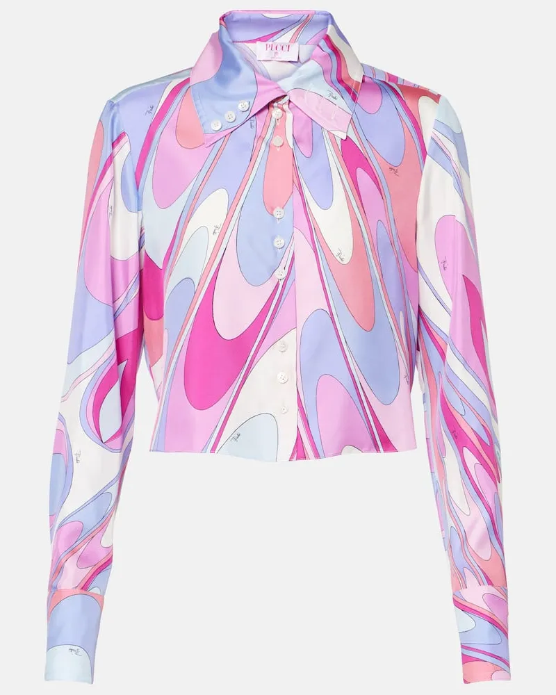Emilio Pucci Camicia cropped in twill di seta Rosa