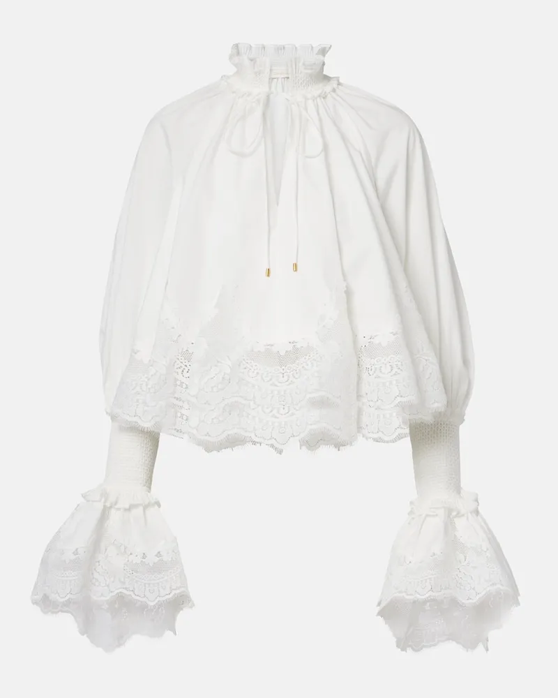 Zimmermann Blusa Alchemy in cotone con pizzo Bianco