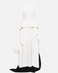 Victoria Beckham Abito lungo in raso e crêpe con cut-out Bianco