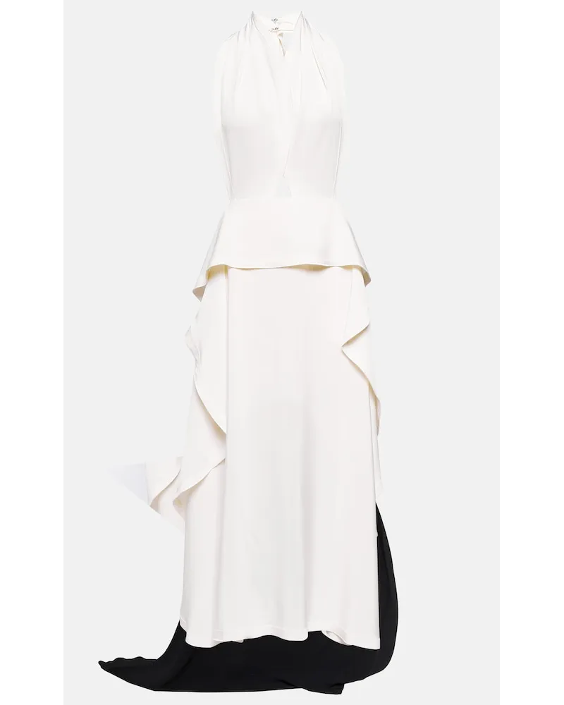 Victoria Beckham Abito lungo in raso e crÃªpe con cut-out Bianco