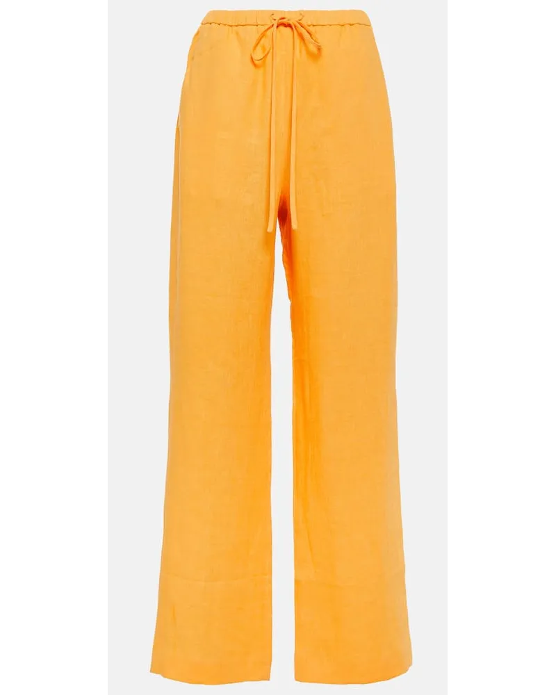 Nanushka Pantaloni regular in lino Arancione