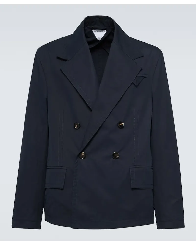 Bottega Veneta Blazer doppiopetto in twill di cotone Blu