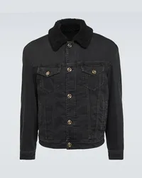 Versace Giacca di jeans con shearling sintetico Nero